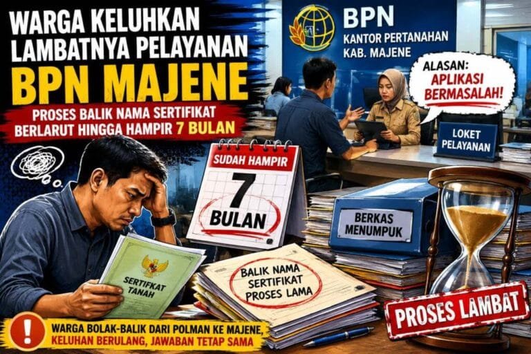 Diduga Lamban, Pelayanan BPN Majene Dikeluhkan Warga, Proses Balik Nama Sertifikat Berlarut Hingga Hampir Tujuh Bulan