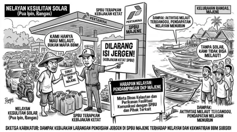 Kebijakan Larangan Pengisian Jergen di SPBU Majene Berdampak ke Nelayan, Warga Khawatir BBM Subsidi Sulit Didapat