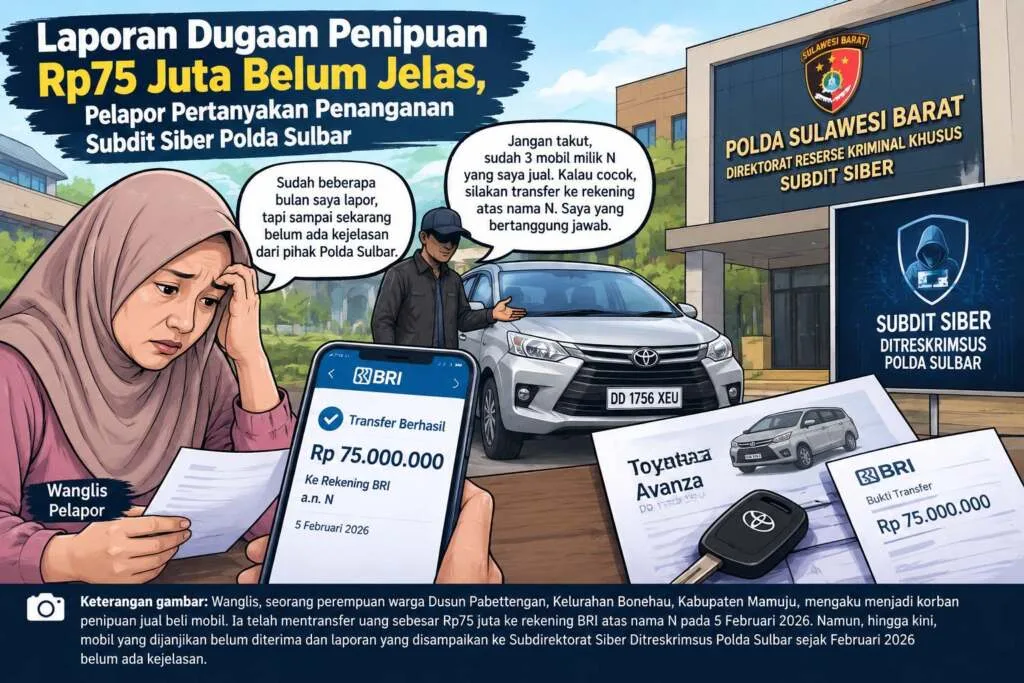 Laporan Dugaan Penipuan Rp75 Juta Belum Jelas, Pelapor Pertanyakan Penanganan Subdit Siber Polda Sulbar